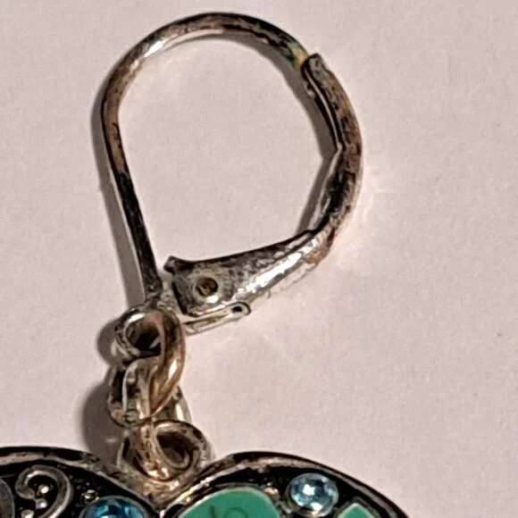 heart earrings silver and turquoise color - Picture 4 of 7